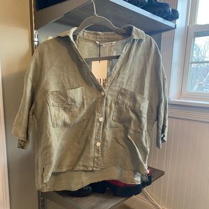 Zara green button blouse